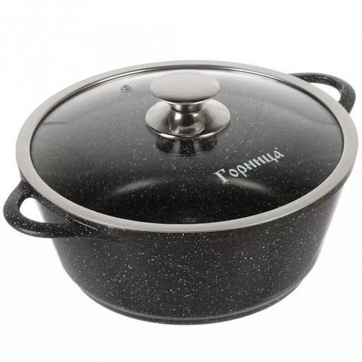 Набор посуды с антипригарным покрытием "Гранит" 4 предмета: сковорода со съемной ручкой д26см, h6,9см, жаровня д26см, h7,5см, кастрюля 4л, д26см, h11см, стеклянная крышка д26см (Россия) Подходит для всех видов плит, включая индукционную.