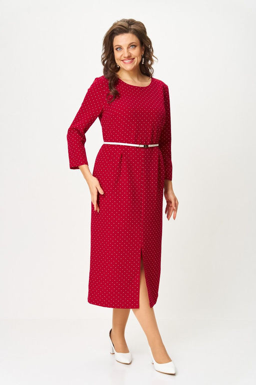 Платье Svetlana Style 2176 бордовый+горох
