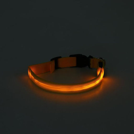 Ошейник с подсветкой размер S, ОШ 35-43 х 2,5 см, 3 режима свечения жёлтый - Пижон фото 5