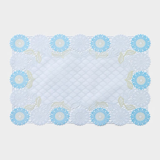 Цена за 12 шт. Салфетка ажурная для стола «Подсолнухи», 45×30 см, жёлто-голубая