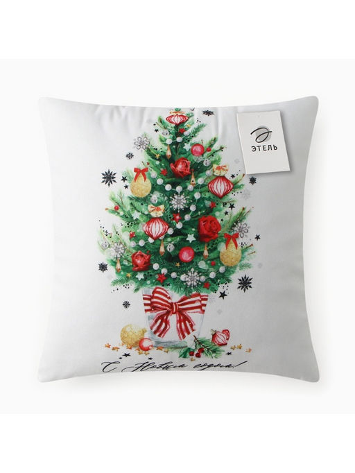 Подушка новогодняя Этель Новогодняя ель, 40?40 см, 100% п/э, велюр
