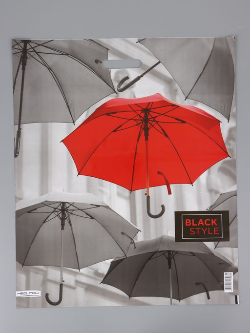 Цена за 25 шт. Пакет "Зонтики, полиэтиленовый с вырубной ручкой 50х60 см, 100 мкм