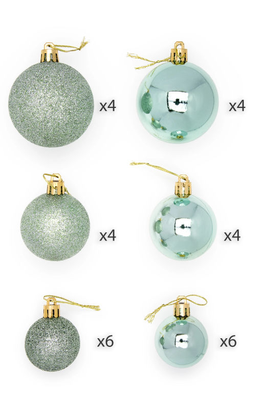 Набор новогодних шаров микс (28 шт) SF-8002, аквамариновый №12 - Больше подарков фото 3
