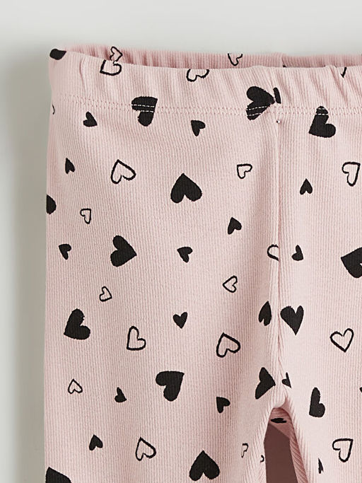 Kalp Bask?l? K?z ?ocuk Triko Pijama Alt