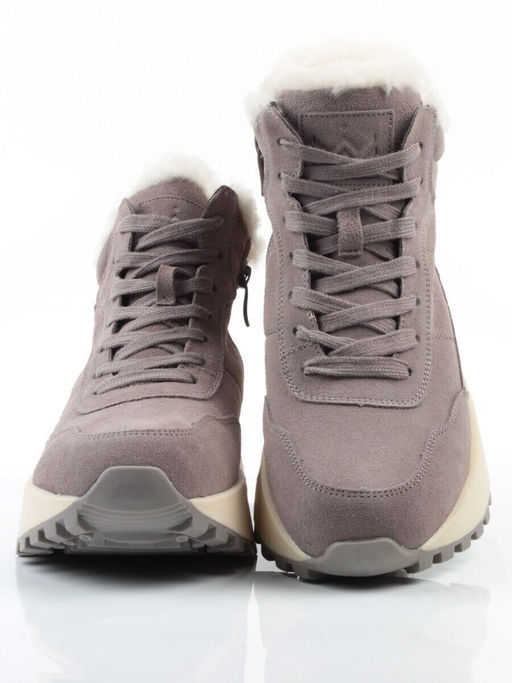 04-PAML08-3Z GRAY Ботинки зимние женские (натуральная замша, 100% шерсть, натуральный мех)