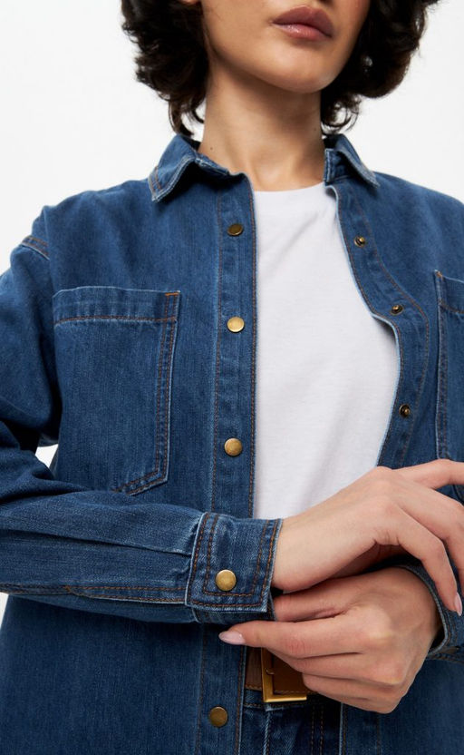 Рубашка джинс F322-0410 b.blue - Fine joyce фото 7