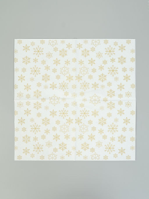 Цена за 2 шт. Салфетки новогодние бумажные Золотые снежинки, 3 слоя, 33?33 см, 20 шт.