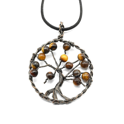 Кулон Дерево Жизни 50*50мм с камнем тигровый глаз