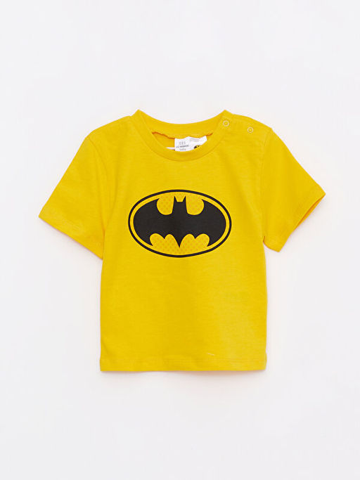 Bisiklet Yaka K?sa Kollu Batman Bask?l? Pamuklu Erkek Bebek Ti??rt ve ?ort 2li Tak?m - Waikiki фото 2