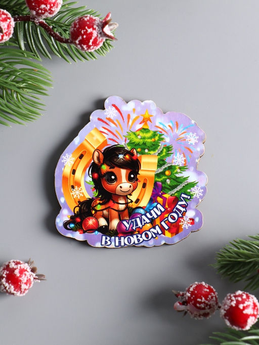 Набор магнитов на холодильник Кони на Новый год, 5 шт., 7 см