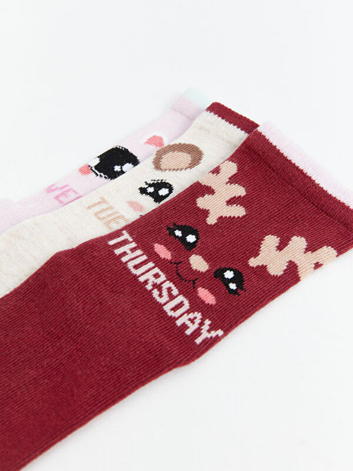 Desenli K?z ?ocuk Soket ?orap 3l?