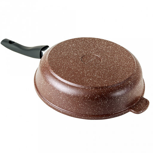 Сковорода с тефлоновым покрытием д28см "Шоколад", h7см, s0,42см, съемная ручка из термостойкого пластика (Россия)