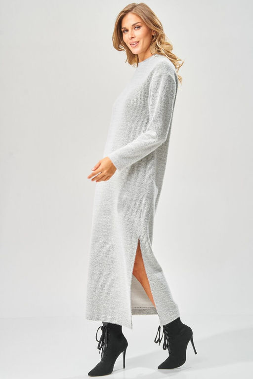 Платье LAIKONY 573 серый диагональ  фото 6