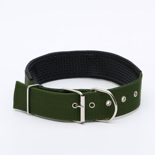 Ошейник Комфорт комбинированный, 60 х 4 см, ОШ 44-55 см, темно-зелёный - Пижон фото 2