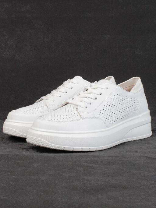 05-HY14-2D WHITE Кроссовки женские (натуральная кожа)