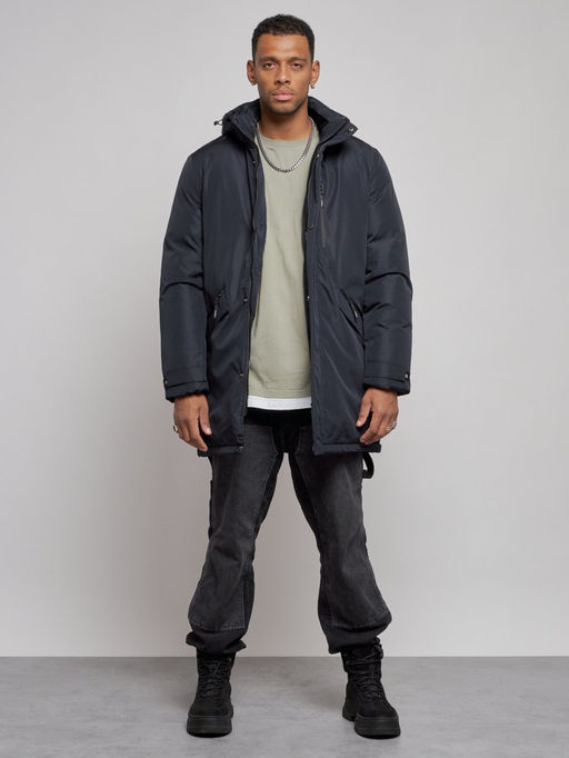 Парка мужская зимняя удлиненная молодежная темно-синего цвета 8302TS - Wonderrman фото 2
