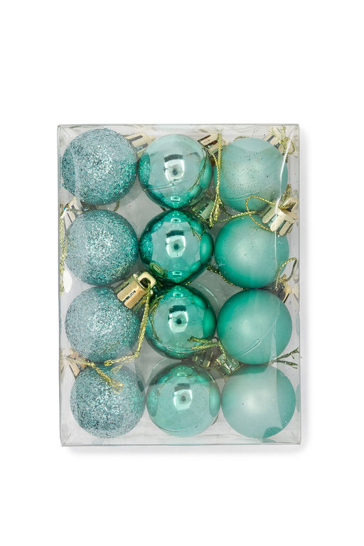 Набор новогодних шаров 3 см (12 шт) SF-7334, аквамариновый №7 - Больше подарков фото 2