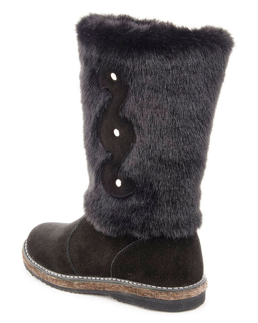 Унты женские на войлочной подошве.Черн., Замша. Черная "норка". Молния