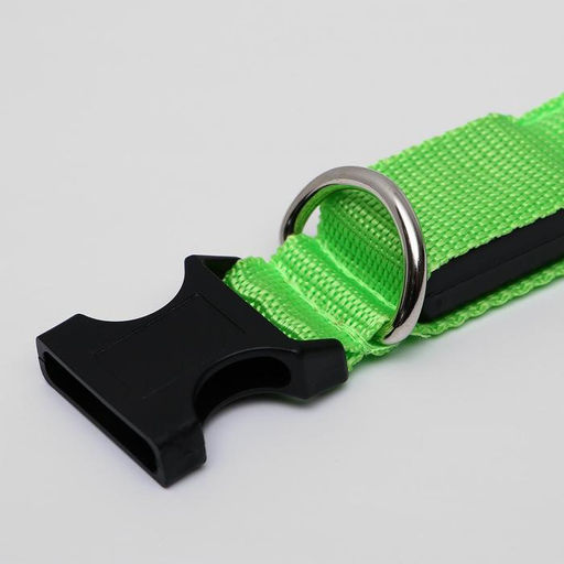 Ошейник с подсветкой размер L, ОШ 45-52 х 2,5 см, 3 режима свечения зелёный - Пижон фото 4