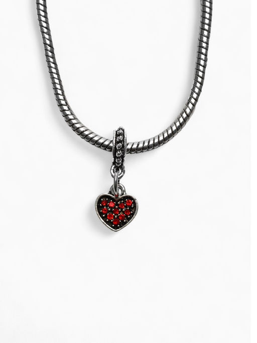 Цена за 5 шт. Шарм подвеска «Сердце», красный в серебре