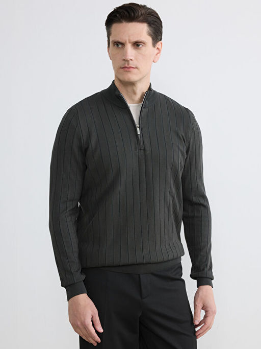 Dik Yaka Triko Erkek Kazak