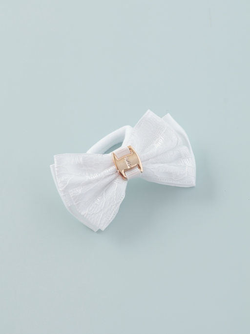 Цена за 6 шт. Бант для волос на резинке «Школьница», кружева, 7 см, белый