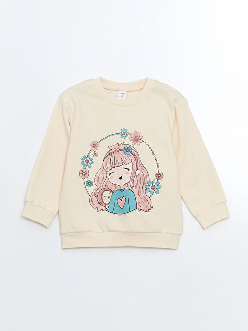 Bisiklet Yaka Bask?l? K?z ?ocuk Sweatshirt 2li - Waikiki фото 2