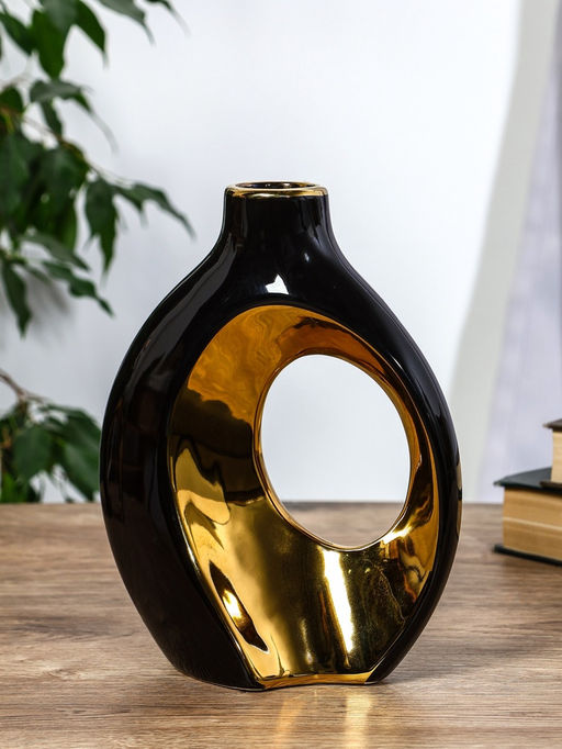 Ваза для цветов «Лари», набор 2 шт., 22×20 см, d=4 см, керамика, чёрная