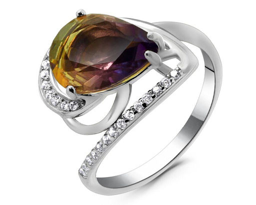 Кольцо из серебра аметрин выращ., МЦВ006