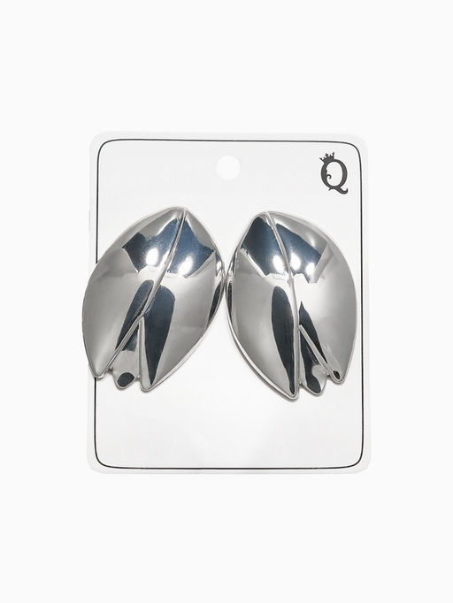 Серьги металл Тюльпан цветок, цвет серебро - Qf фото 3