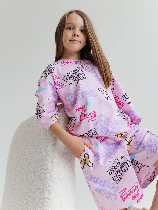 Розовая пижама для девочки с принтом - Kogankids фото 21