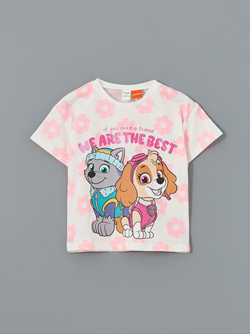 Bisiklet Yaka Paw Patrol Bask?l? K?z ?ocuk Ti??rt