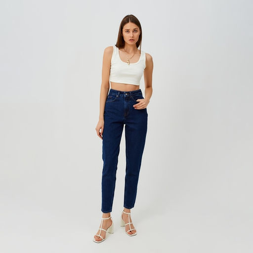 Джинсы женские мом MINAKU: Jeans Collection, размер 46, синие