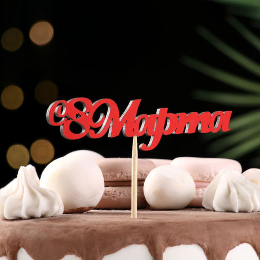 Цена за 10 шт. Топпер «С 8 марта», красный, 13×3.1 см