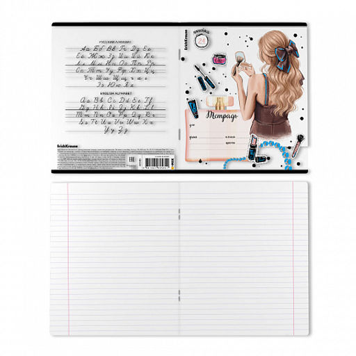 Цена за 10 шт. Тетрадь школьная ученическая ErichKrause Fashion Girl, 24 листа, линейка, выборочный УФ-лак с глиттером (в плёнке по 10 шт.)_MIX-PACK фото 8