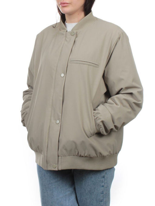 H24-608 GRAY/GREEN Куртка бомбер демисезонная женская (100 гр. синтепон) - Fashion фото 5