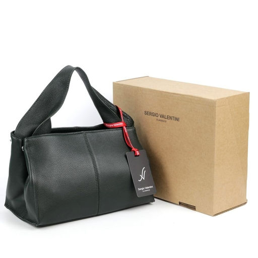 Женская кожаная сумка Sergio Valentini SV-0615 БлекишГрин  фото 5