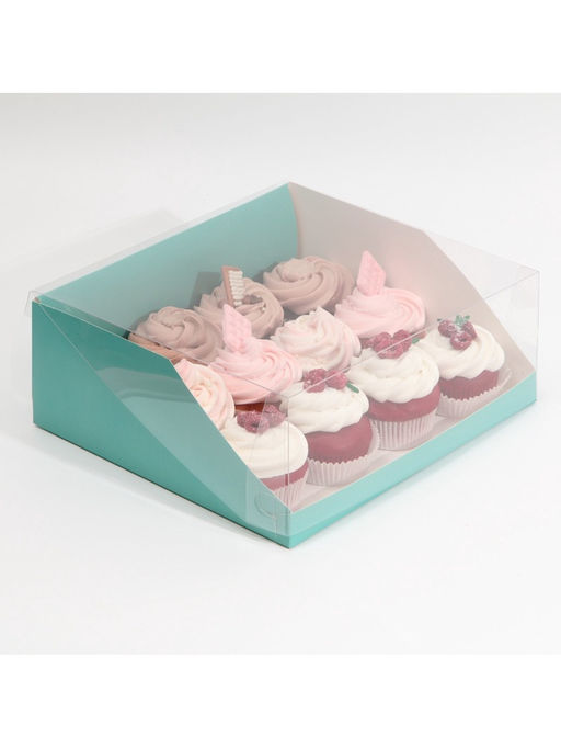 Цена за 5 шт. Коробка кондитерская с пластиковой крышкой, упаковка, «Тиффани», 25×22.5×10 см