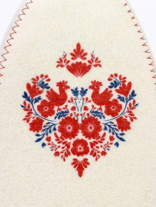 Шапка для бани с принтом "Славянка славянка", белая