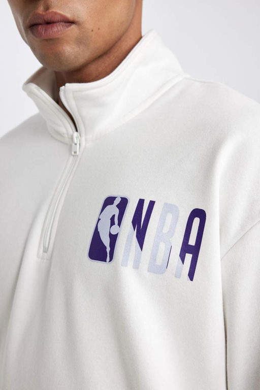 DeFactoFit Толстовка большого размера с воротником стойкой и застежкой-молнией NBA Wordmark  фото 8