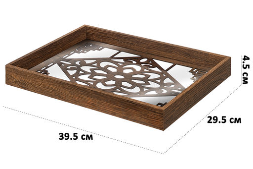 Поднос 39,5*29,5*4,5 см, прямоугольный Узор, коричневый - Elan gallery фото 2