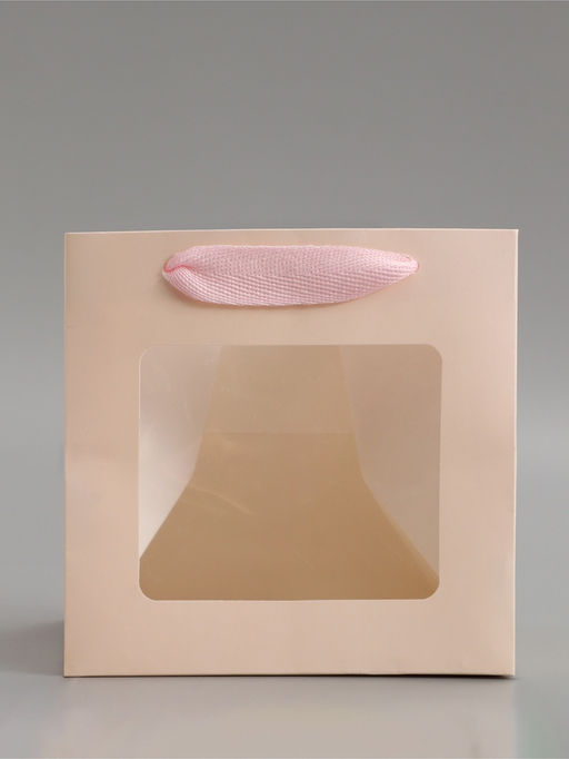 Цена за 2 шт. Пакет подарочный, крафт, с окном, «Розовый», 15×15×15 см