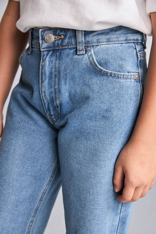 %100 Pamuk Straight Fit Jean Pantolon K_z _ocuk - Defacto фото 4