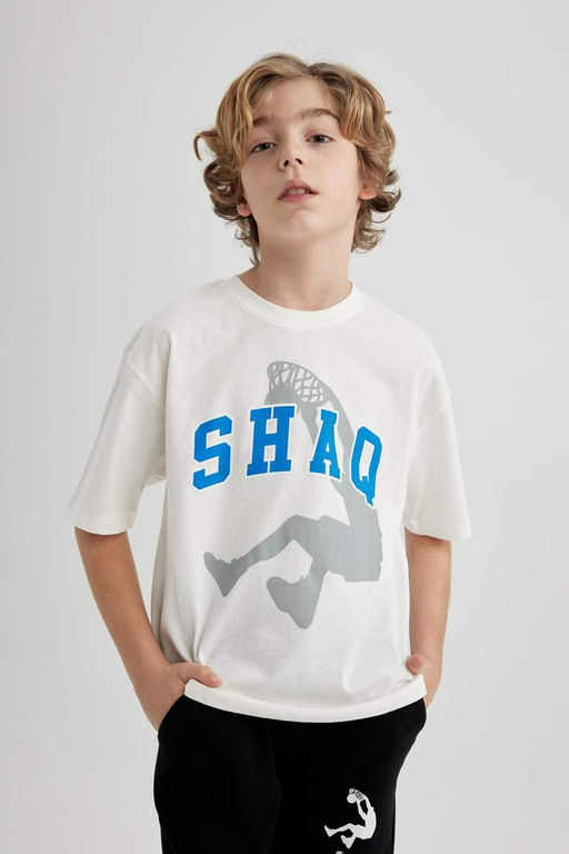 Футболка Oversize с круглым вырезом и короткими рукавами для мальчика Shaquille ONeal - Defacto фото 4