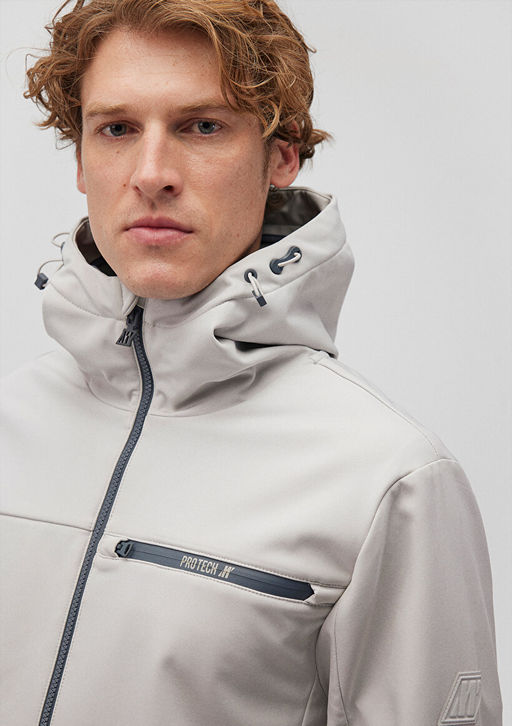 Kapusonlu Gri Ceket - Mavi фото 6