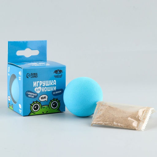 Игрушка для кошек. Мячик интерактивный Лягушка с мятой - Пушистое счастье фото 2