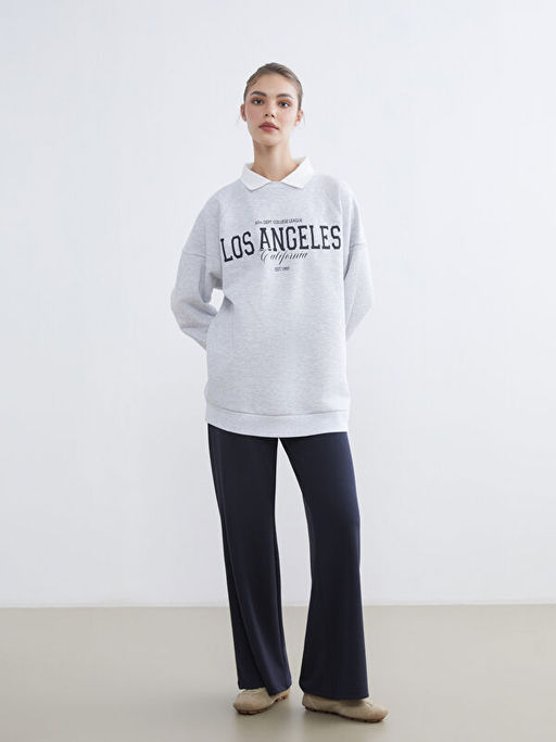 Los Angeles Bask?l? Kad?n Kal?n Sweatshirt Tunik