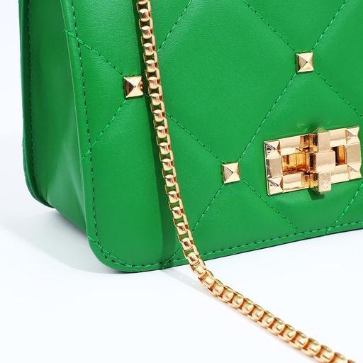 Сумка женская мессенджер на клапане, 20×8×13 см, зелёная