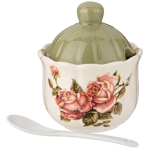 САХАРНИЦА С ЛОЖКОЙ КОРЕЙСКАЯ РОЗА 10*10*12 СМ / 280 МЛ - Agness фото 3