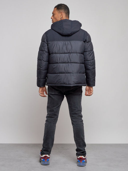 Куртка мужская зимняя с капюшоном спортивная великан темно-синего цвета 8377TS - Wonderrman фото 5